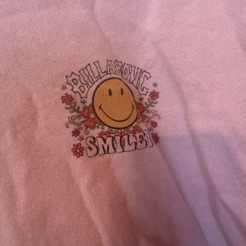 Billabong Pink Tee with Smiley Graphic